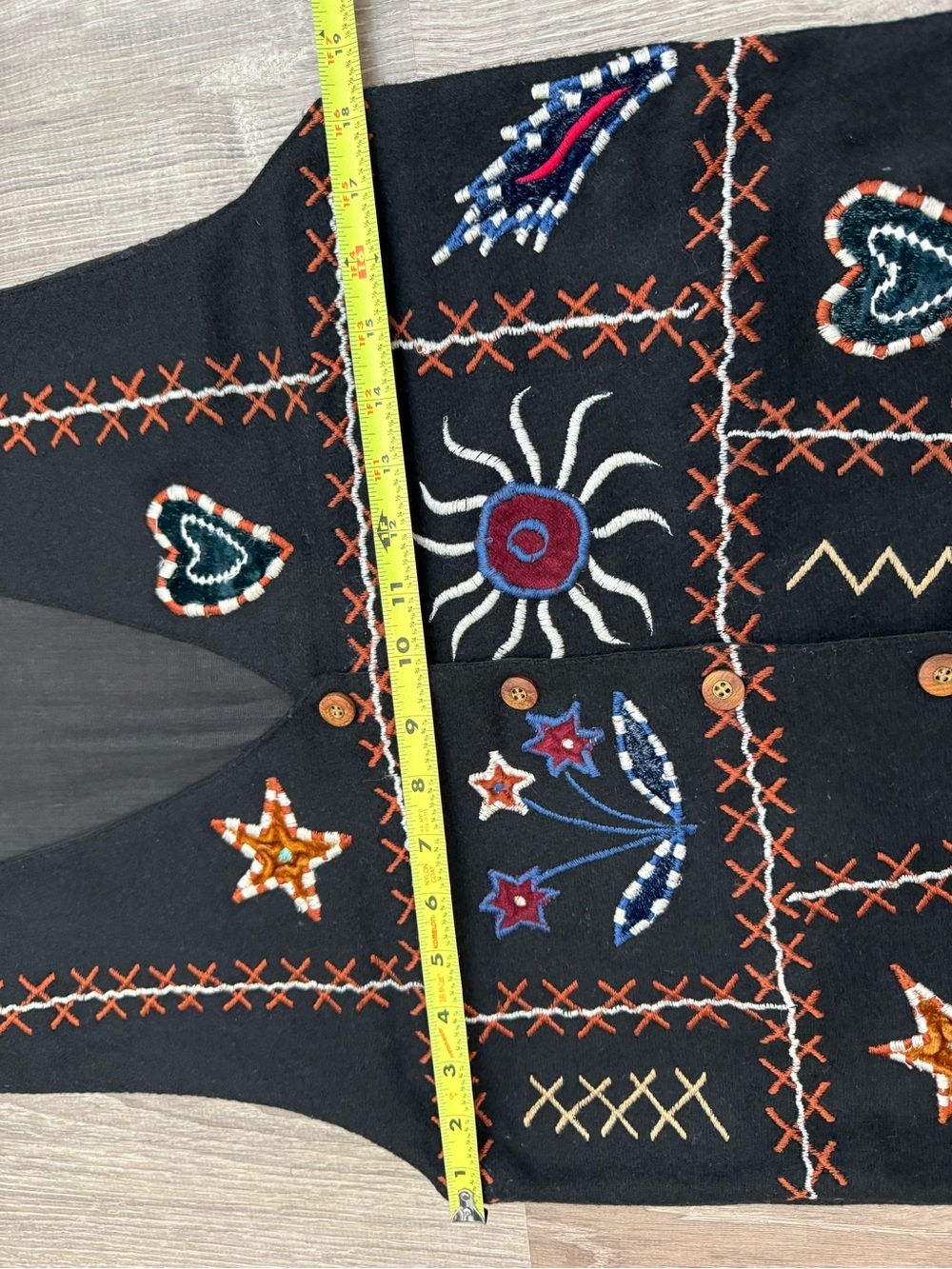 Vintage Body Expressions Embroidered Wool Blend Vest Black Small - Picture 4 of 7